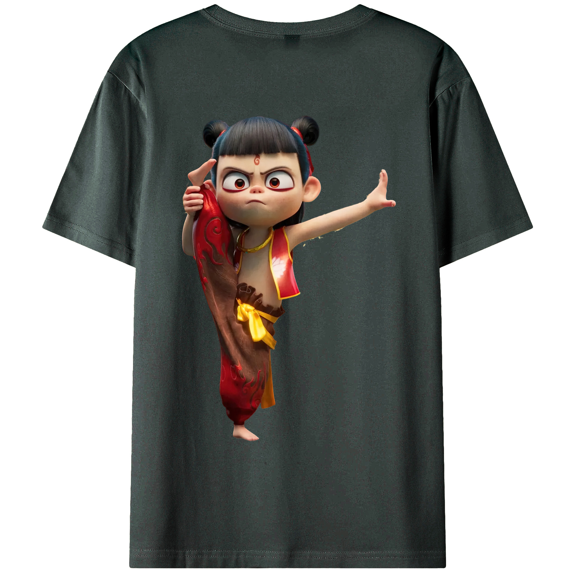 （画像用） Ne Zha 2 ナタ 魔童の大暴れ 綿100％ メンズ半袖Tシャツ（バックプリント） 通気性